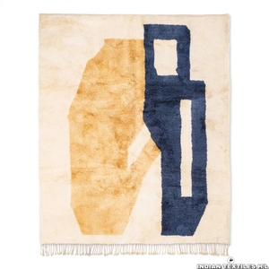 Beni ourain พรมผ้าคอตตอนสีเบจที่มีเอกลักษณ์ของโมร็อกโกพรมปูพื้นสีเบจ - Product Image 1