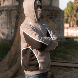 Multi Panels Design Made Long Sleeve Men's Zip Up Hoodies Breathable Windproof Zipper Up Balaclava Zipper Hoodie Male - Product Image 4