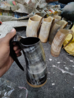 Chope à boire en corne de Viking, écologique, faite à la main, biologique, polie, style nordique, motif animal, gravure personnalisée, taille sur mesure, cadeau pour marié, pour la maison