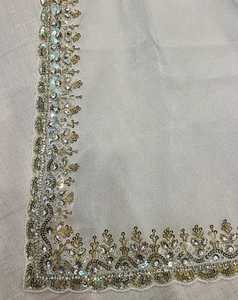 Saree en soie organza pure avec fil Zari paillettes pièce de chemisier long de Style indien pour les femmes pour les mariages et les fêtes - Product Image 1