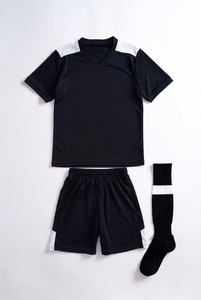 Ensemble de maillot de football unisexe marron à manches courtes, col en V, short à taille élastique, chaussettes, uniforme adulte toutes saisons, 100% coton, séchage rapide - Product Image 5
