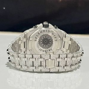 Montre de luxe pour homme avec diamants, bracelet en acier inoxydable, fermoir déployant, mouvement à quartz 20 mm, boîtier argenté - Product Image 3