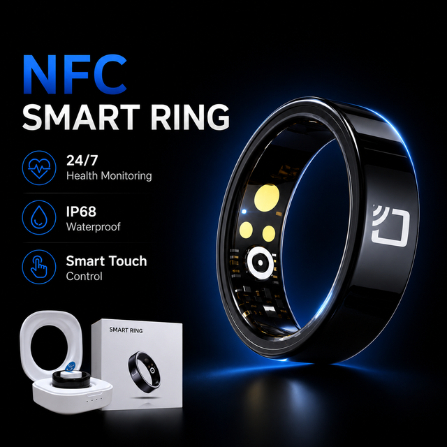 R20 NFC Ceramic Smart Ring IP68 Waterproof NFC Function Heart Rate Sleep Monitor Wearable Ring for Men Women Sports