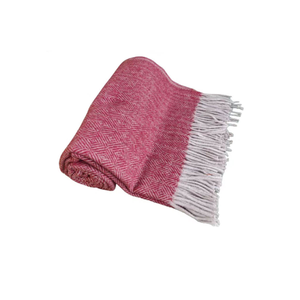 Manta de Algodón King Size con Patrón Espigado Rojo Diamante, Mantas de Lana de Cordero Reciclada para Bebé, para Cuarto de Bebé, Comprar Ahora - Product Image 1
