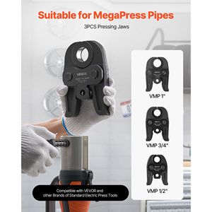 Mordazas de Presión MegaPress Compatibles (3 Piezas) de 1/2'', 3/4'' y 1'' para Tuberías de Acero al Carbono, Herramientas de Prensado Estándar, Piezas para Sistemas HVAC - Product Image 2