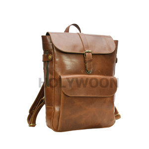 Brown Leather <b>Backpack</b> With Front Pocket New Style Multi-Functional Leather <b>Backpack</b> Bag Trending Outdoor Leather <b>Backpack</b> - Product Image 4