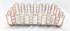 Luxury <b>Mirrored</b> Glass <b>Crystal</b> Beaded Metal Handicraft Traditional Decorative Tray Cosmetic Makeup Organizer Jewelry Display - Product Image 2