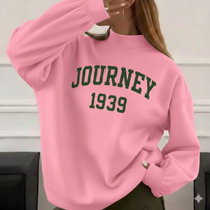 เสื้อสเวตเชิ้ตคอกลมสีเขียวทรงโอเวอร์ไซส์สำหรับผู้หญิง รุ่น Journey 1939 ผ้าเทอร์รี่ สตรีทแวร์ ทรงหลวม ผลิตจำนวนมาก คอเต่า - Product Image 5