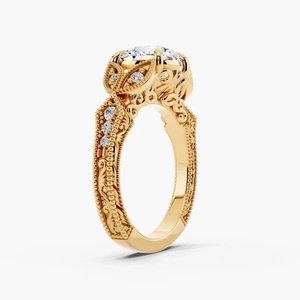 Anillo de Compromiso Vintage con Diamante Cultivado en Laboratorio, Certificado IGI, Rodio Romántico, Oro 10K/14K/18K, Plata 925/935, Regalo - Product Image 3