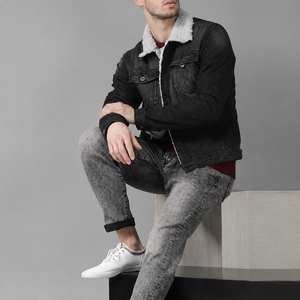 Custom Men's High Quality Denim <b>Winter</b> <b>Jacket</b> <b>Waterproof</b> Reversible Vintage Style Front Logo - Product Image 3