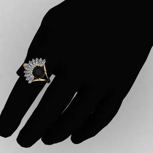 แหวนแต่งงานดีไซน์เนอร์ทรงมงกุฎประดับเพชร CZ 8 มม. และแบล็คออนิกซ์ ชุบทอง 18k เงินแท้ 925 ขายดีที่สุด - Product Image 6