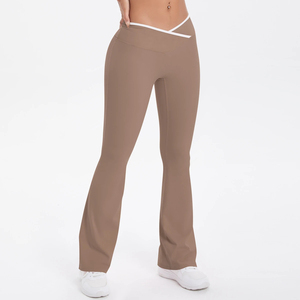 <b>Women</b> Modern Flare Pants Custom Logo High Waist <b>Stretch</b> Bell Bottom <b>Trousers</b> for Casual Streetwear Fashion, Boutique Apparel - Product Image 1