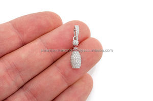 Wholesale Trendy Fashion Iced Custom Bowling Pin Sports Dainty 10K <b>Solid</b> Gold Lab Grown Diamond Brilliant Cut Gift <b>Necklace</b> - Product Image 3