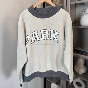 Heavyweight Unisex Cotton Fleece Stand Collar Oversized Winter Parke Sweatshirt Custom Chenille Applique Embroidery OEM 2 Pcs - Product Image 2
