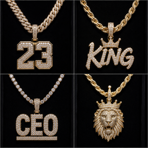 Pendentifs Hip Hop Moissanite Diamant Style Urbain Lettres Artistiques Classiques pour Unisexe - Product Image 6