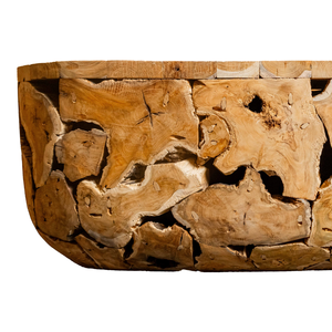 Table basse ovale ARTERRA Premium, en bois naturel artisanal, meubles de salon, ambiance chaleureuse et accueillante, luxe, racine de teck - Product Image 2