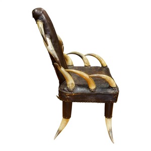 Fauteuil rustique fait main en corne de buffle, revêtement en cuir de vachette, thème animal naturel, mobilier de salon durable NEHA ENTERPRISES - Product Image 6