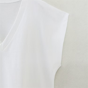 Men's <b>White</b> Sleeveless O-Neck <b>T</b>-<b>Shirt</b> Regular Fit Casual Style 100% Cotton Jersey Knitted Solid Color Blank Design - Product Image 4