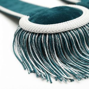 Teal Velvet Fringe Epaulettes with <b>Silver</b> Trim Circular Sew-On Badges for Garment Decoration - Product Image 3