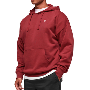 <span class=keywords><strong>Felpa</strong></span> con Cappuccio Oversize da Uomo in <span class=keywords><strong>Bordeaux</strong></span>, Pullover in Pile Pesante, Vestibilità Comoda, Stile Casual Streetwear - Product Image 3
