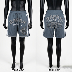 Shorts de basket-ball en coton premium 220 GSM, kaki, doux, respirant, impression personnalisée, logo en strass, shorts de basket-ball pour femmes - Product Image 5
