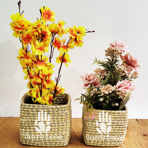 กระถางหญ้า moonj สำหรับปลูกต้นไม้หญ้าสานมือสีสันสดใสแกะสลักด้วยมือ - Product Image 4