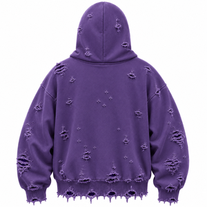 Sweat à capuche balaclava premium à fermeture éclair intégrale, coupe oversize, effet vieilli, en molleton de coton épais, style streetwear - Product Image 6
