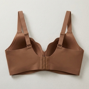 Soutien-gorge de sport sans couture pour femme, col en V profond, maintien moyen, couleur unie, bretelles réglables, vêtements de yoga, spandex, polyester - Product Image 3