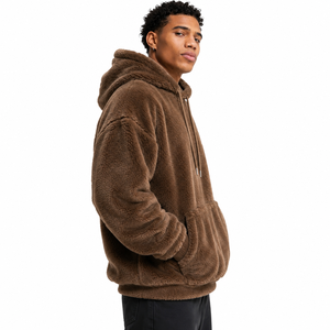 High Quality Cozy Unisex Sherpa Pullover Front Pocket Drawstring Casual Y2K Streetwear Wholesale Men's Cotton <b>Fleece</b> <b>Hoodies</b> USA - Product Image 3