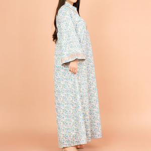 Robe longue à imprimé floral avec col montant, manches lanternes, style vintage, coupe empire, manches longues, coupe ample, confortable, à porter en toutes saisons - Product Image 4