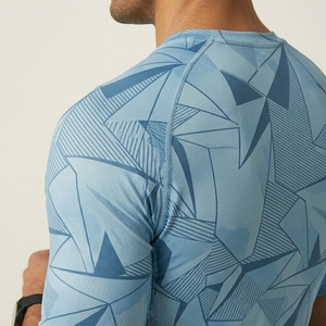 Men's Geometric Pattern <b>Compression</b> <b>Shirt</b> Short Sleeve Quick Dry Sporty Fitness Top O-Neck Slim Fit Activewear - Product Image 6