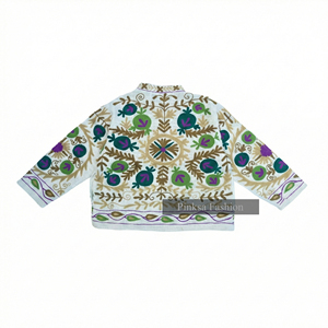 Vestes Courtes Rembourrées en Coton Brodé Floral Ethnique pour Femmes, Vêtements d'Extérieur d'Inspiration Artisanale Traditionnelle, Vente en Gros Personnalisée - Product Image 2