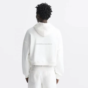 Haute qualité boxy crop 500 gsm fabricants de sweat à capuche french terry 400gsm Heavyweight blue blank crop hoodies - Product Image 4