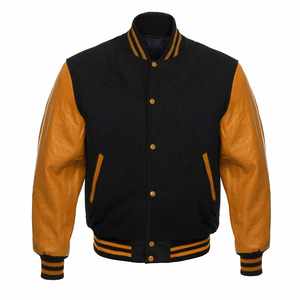 Blouson universitaire personnalisé pour homme, chaud, en laine, avec manches en cuir, col à capuche, broderie décorative, taille XL, coupe longue - Product Image 6