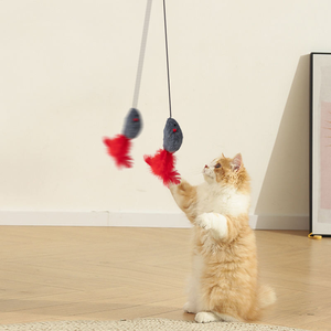 Elastic Rope Interactive Cat Teaser <b>Mouse</b> Feather <b>Toy</b> with Adhesive Hook Adjustable Buckle for Indoor Cats - Product Image 5