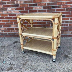 rattan Rolling <b>Serving</b> Cart Service Buffet Rattan Wicker Tropical Regency Pencil - Product Image 3