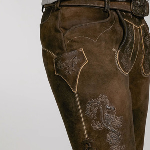 Shorts traditionnels bavarois pour hommes en Lederhosen, 100 % polyester, décontractés et élégants, écologiques, costume d'Oktoberfest allemand avec ceinture brodée - Product Image 5