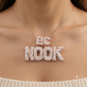 Unisex Hip Hop Style Custom Rose Gold Plated 925 <b>Silver</b> Block <b>Initial</b> Letter Moissanite Diamond Charms Big Pendant <b>Necklace</b>-Gift - Product Image 2