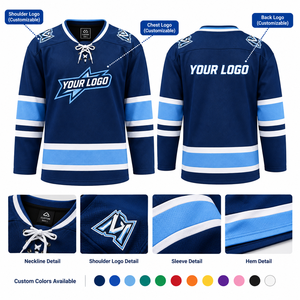 Maillot de hockey sur glace personnalisé cousu, respirant, séchage rapide, uniforme d'équipe pour hommes, logo imprimé par sublimation, vêtements de sport en gros - Product Image 3