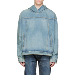 เสื้อฮู้ดดี้เดนิมพรีเมียมสำหรับผู้ชาย ผ้าคุณภาพสูง ผลิตในปากีสถาน รับผลิตแบบ OEM ODM ขายส่งเสื้อฮู้ดดี้เดนิมสำหรับผู้ชาย - Product Image 1