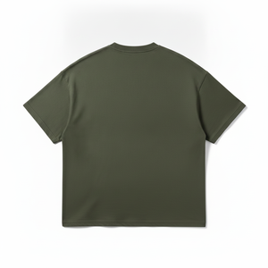 T-shirt en jersey 100 % coton vert olive pour homme, manches courtes, col rond, coupe ample, couleur unie, anti-boulochage - Product Image 4