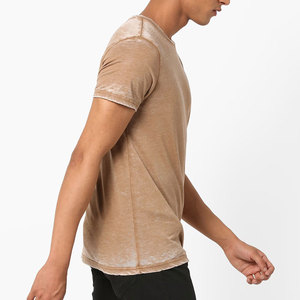 เสื้อยืดแขนสั้นคอกลมผู้ชาย สีพื้น ผ้าถัก ทรงปกติ สไตล์ลำลอง ผ้าฝ้ายฟอกสี - Product Image 3
