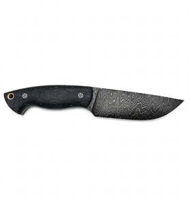 Cuchillo Utilitario de Hoja Fija de Acero de Damasco Hecho a Mano con Mango de Micarta Negra Personalizado, Herramienta EDC - Product Image 4