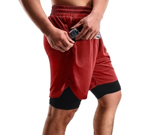 Short de sport personnalisé pour homme, short de course en mesh double couche, short de musculation slim pour homme - Product Image 6