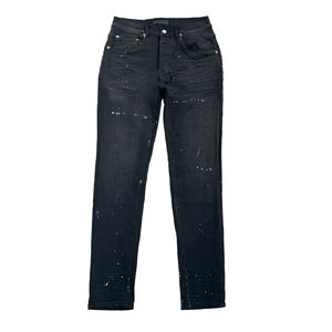 Jeans de Mezclilla Negros de Corte Recto y Cintura Media, Estilo Desgastado con Detalles Rotos, Estilo Urbano, Lavado a la Piedra, Tela 100% Algodón - Product Image 2