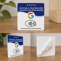 Plaque NFC personnalisée en acrylique italien pour avis Google, 12x12cm, intelligente et sans contact, avec adhésif puissant pour comptoir de restaurant