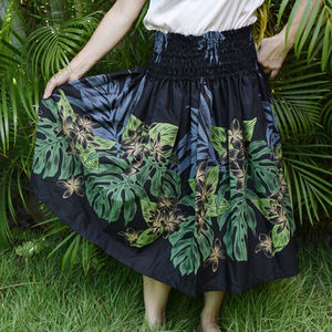 Vestido Maxi Bordado con Flores Tropicales Hawaianas para Mujer, Ligero, Fluido, 100% Algodón, Ideal para Vacaciones en la Playa o en la Isla, Otoño - Product Image 3