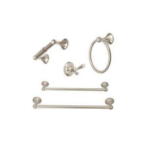 Fournisseur indien : Ensemble classique de 5 accessoires de salle de bain avec barre porte-serviettes de 18 et 24 pouces, finition nickel satiné, disponible à la vente - Product Image 3