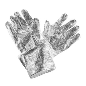 Aluminized Heat Resistant Leather Safety <b>Gloves</b> Cotton Lined Textured Full Coverage Anti-Slip Straight Cuff Non-Sterile Latex - Product Image 2