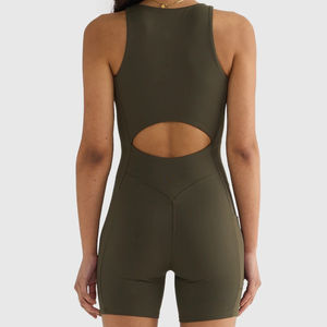 Scrunch Butt Lift <b>One</b> Piece Zipper Yoga <b>Jumpsuit</b> Shorts for Women Gym Bodysuit Pilates Fitness Workout <b>Black</b> <b>Jumpsuit</b> - Product Image 2